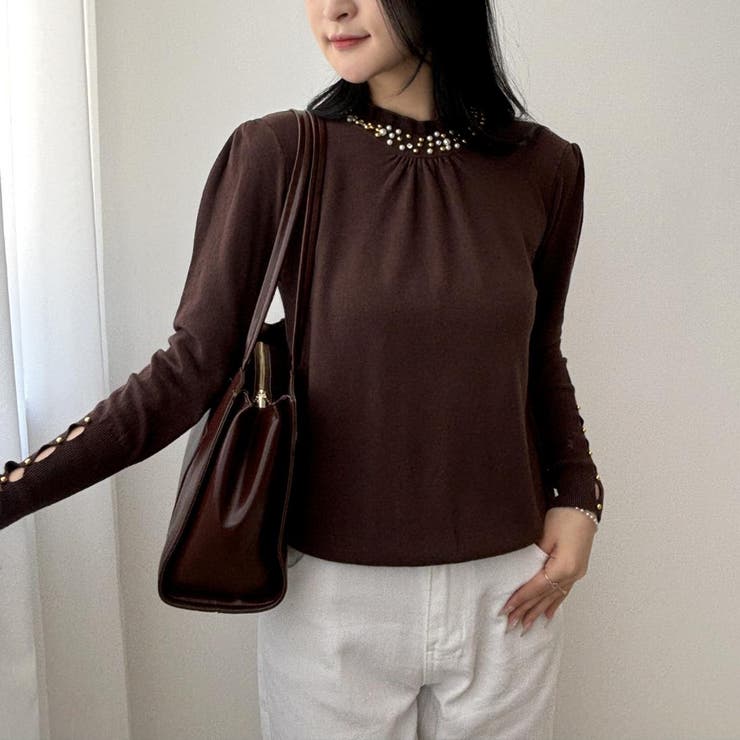 ビジューとフリルのハイネックニット ニット ハイネック | maison de LATIR | 詳細画像10 