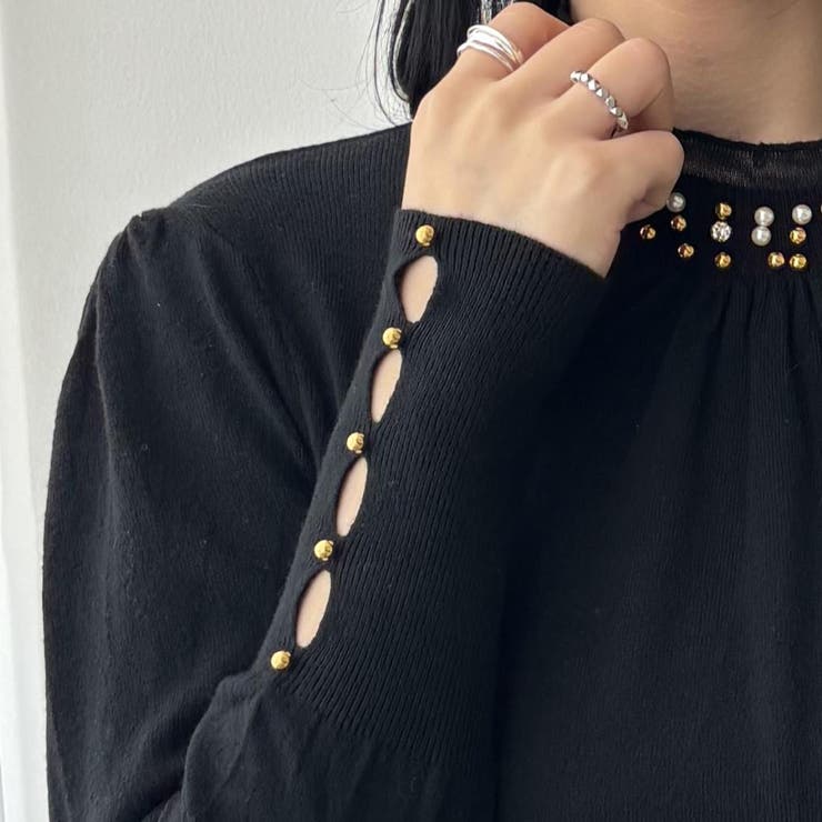 ビジューとフリルのハイネックニット ニット ハイネック | maison de LATIR | 詳細画像16 