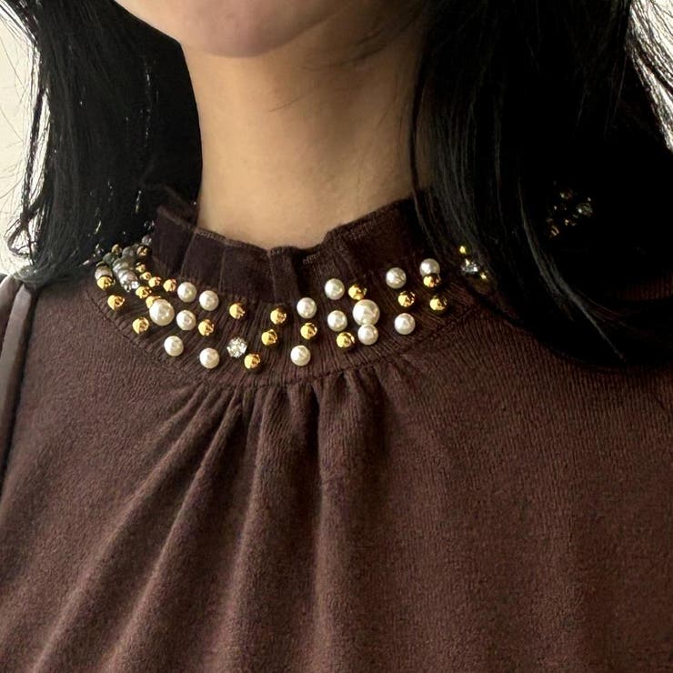 ビジューとフリルのハイネックニット ニット ハイネック | maison de LATIR | 詳細画像17 