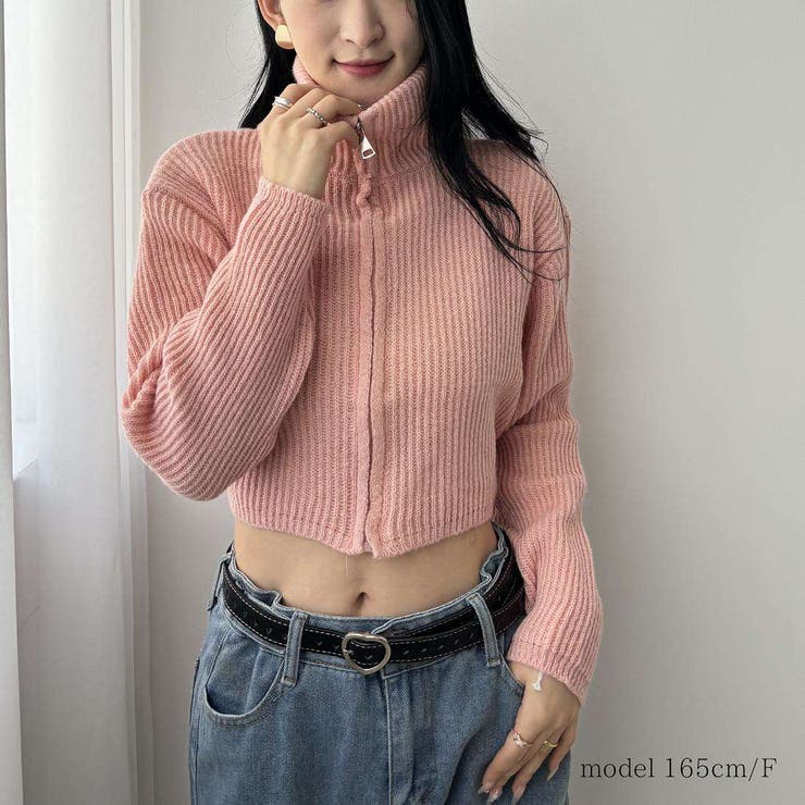 ハイネックジッパーニット ニット トップス[品番：MSDL0003141