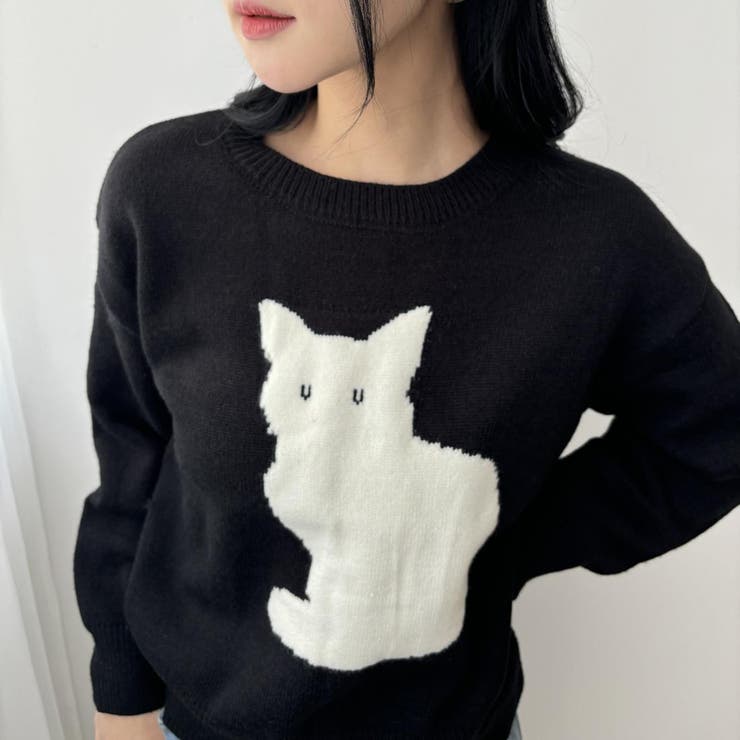 タグ付き✨】HIKOSEN CARA トップス ニット 猫 リネン混 半袖 麻