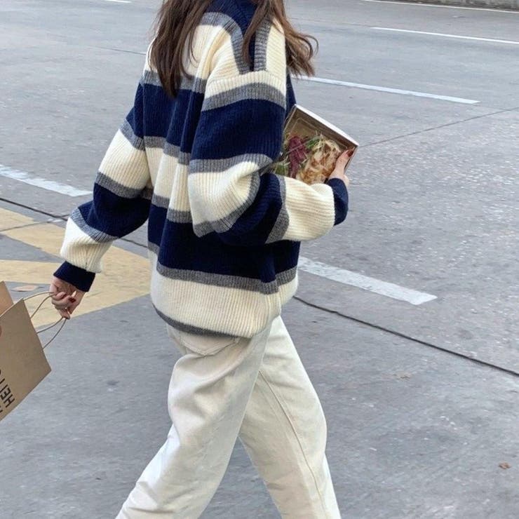 大人こなれ感満載で着回し力抜群のボーダー柄ニットセーター 厚手 冬 | maison de LATIR | 詳細画像3 