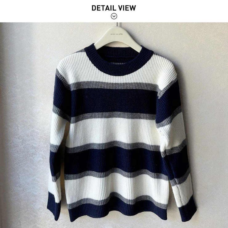 大人こなれ感満載で着回し力抜群のボーダー柄ニットセーター 厚手 秋