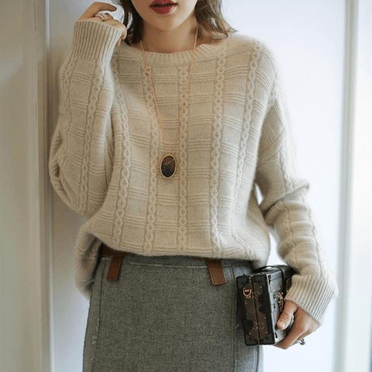 すっきりとした印象で1枚でもインナーとしても活躍するクルーネックニット トップス… | maison de LATIR | 詳細画像2 