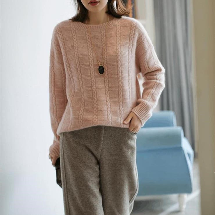 すっきりとした印象で1枚でもインナーとしても活躍するクルーネックニット トップス… | maison de LATIR | 詳細画像9 