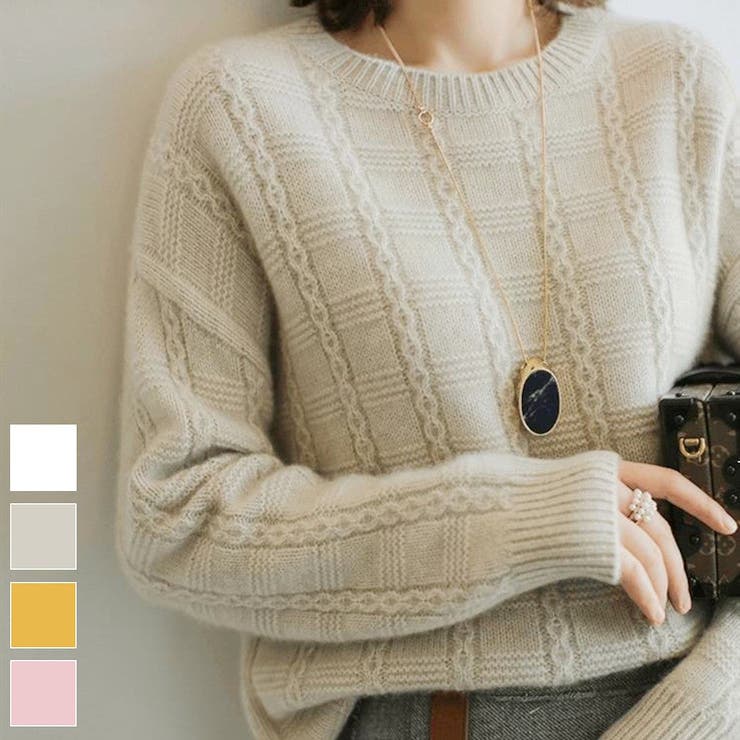 すっきりとした印象で1枚でもインナーとしても活躍するクルーネックニット トップス… | maison de LATIR | 詳細画像1 