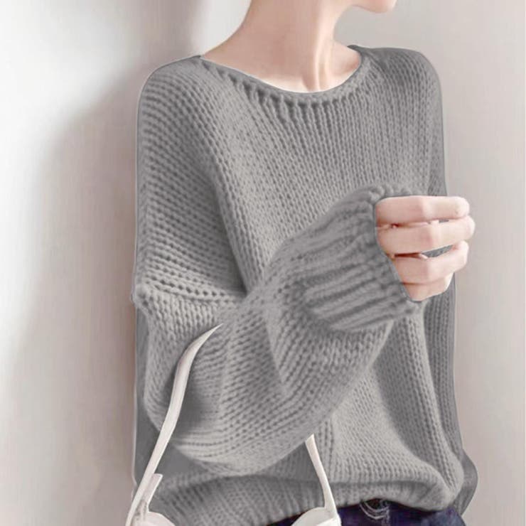 グレー | ゆるっとシンプルな長袖ニット ニット セーター | maison de LATIR