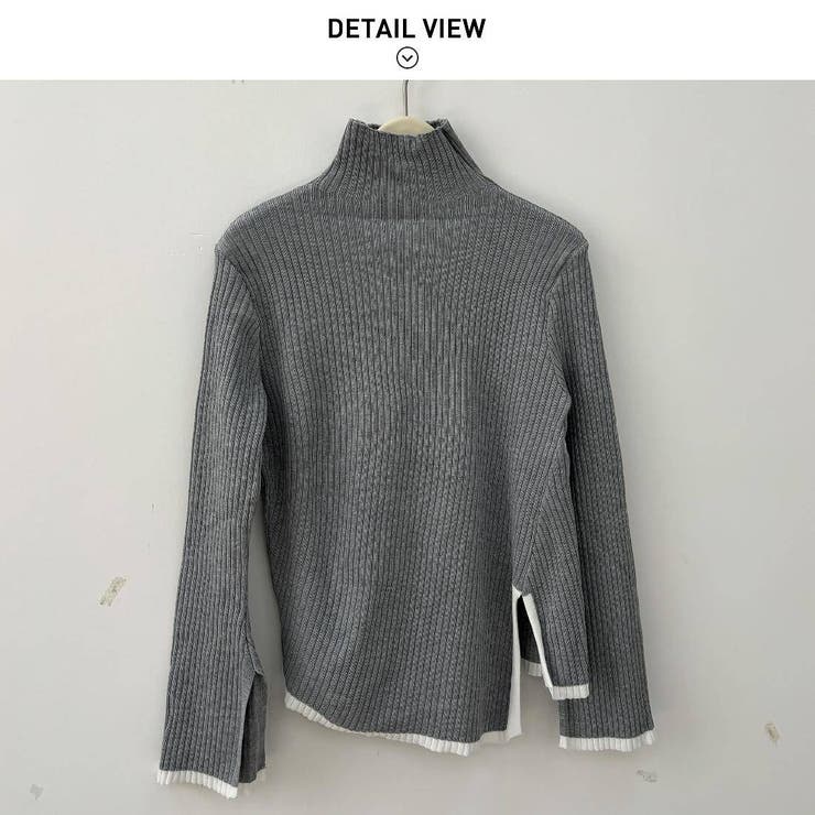 着るだけでオシャレ見えする袖フレアアシンメトリー配色ニット ニット セーター | maison de LATIR | 詳細画像5 