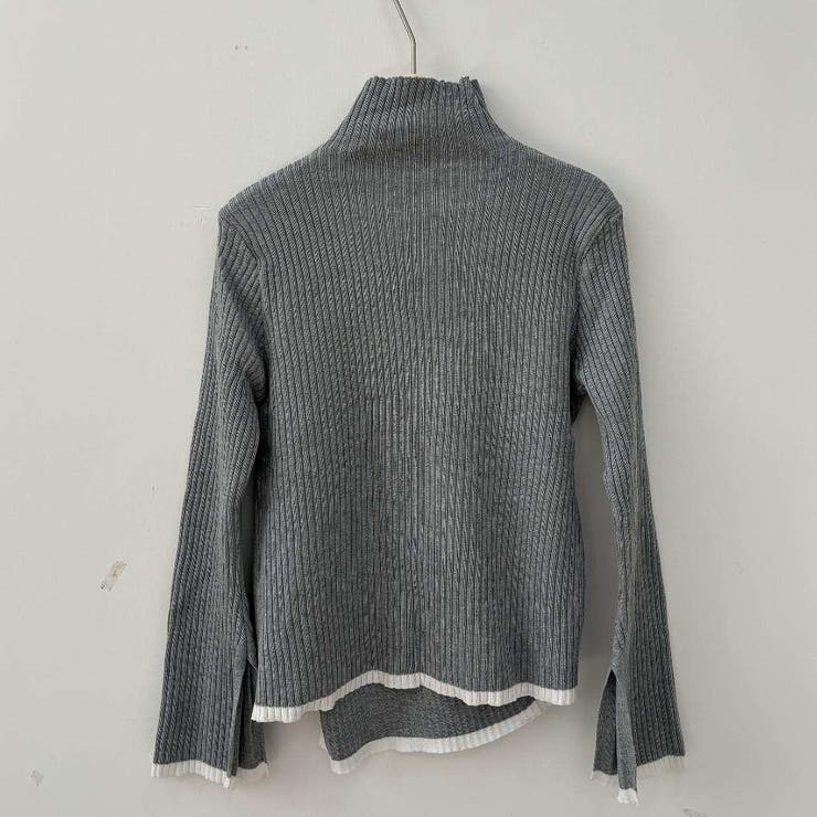 着るだけでオシャレ見えする袖フレアアシンメトリー配色ニット ニット セーター | maison de LATIR | 詳細画像6 