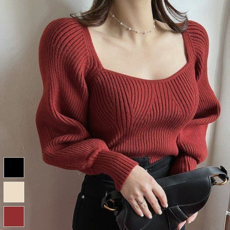 デコルテや顔まわりを美しく魅せてくれるクロップド丈プルオーバー トップス パフス… | maison de LATIR | 詳細画像1 