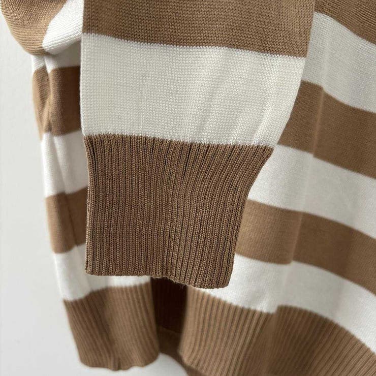 メリハリあるカラーリングでスッキリ決まるニットプルオーバー クロスオーバーVネッ… | maison de LATIR | 詳細画像9 