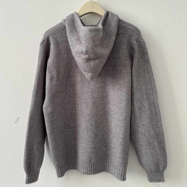 ベーシックなデザインで幅広いスタイリングにフィットするフード付きニットカーディガ… | maison de LATIR | 詳細画像6 