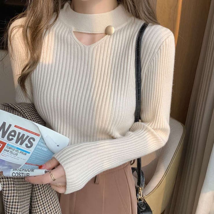 さりげない肌見せと上品さもあるデザインニット トップス プルオーバー | maison de LATIR | 詳細画像3 