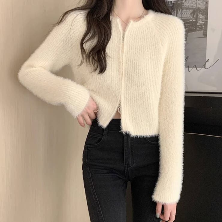 ホワイト | シャギー ジップ 上下ジップ | maison de LATIR