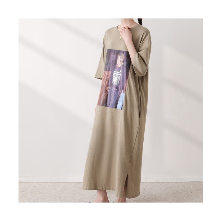 トレンドのグラフィックプリントが目を惹くカットワンピースカジュアルラフかわいい流行り夏半袖Tシャツワンピカットソー韓国
