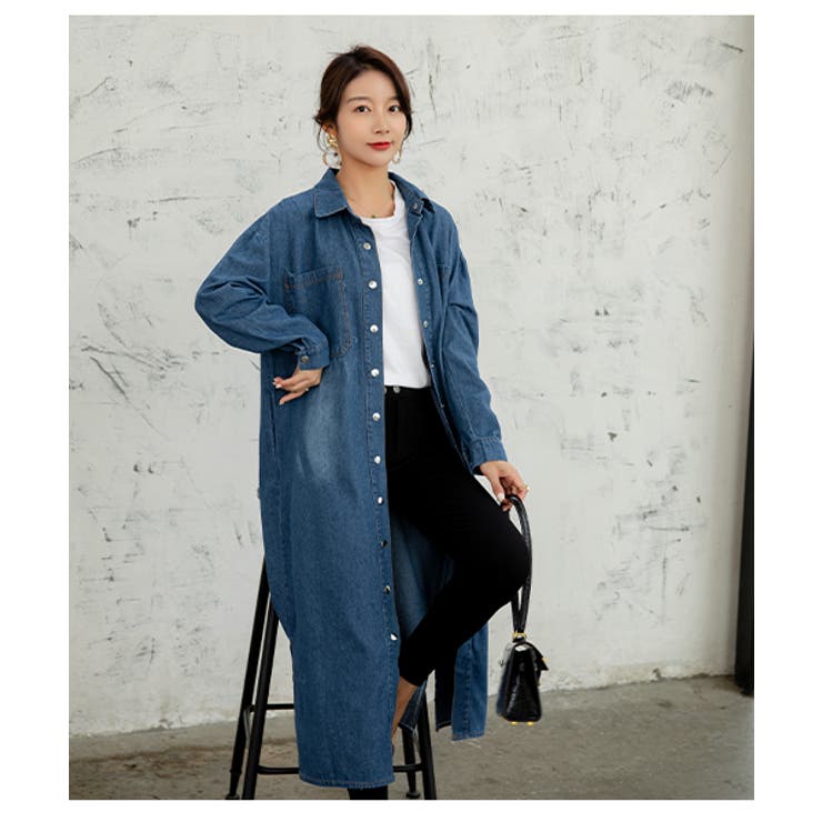 デニムシャツワンピース コート デニム[品番：MSDL0001386]｜maison de