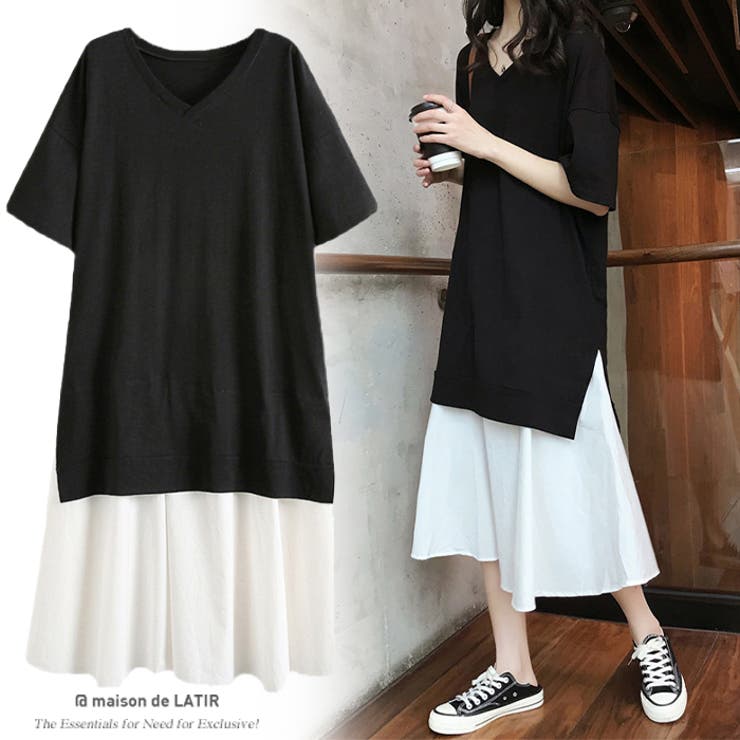 簡単コーデ Tシャツワンピ ドッキングワンピース 品番 Msdl Maison De Latir メゾンドラティール のレディースファッション通販 Shoplist ショップリスト