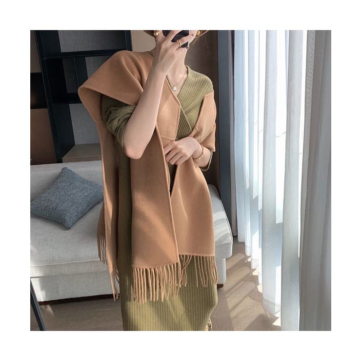 カシュクールが大人っぽいニットワンピきれいめ女性らしいウエスト切り替えワンピース秋