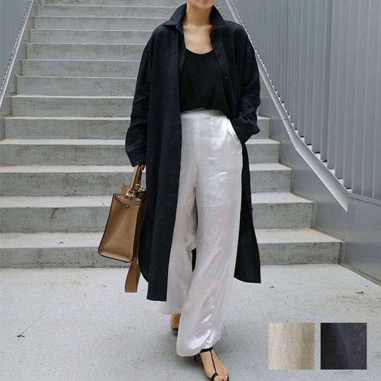 大人の余裕を感じさせるスリット入りロングシャツワンピース 前開き カジュアル | maison de LATIR | 詳細画像1 