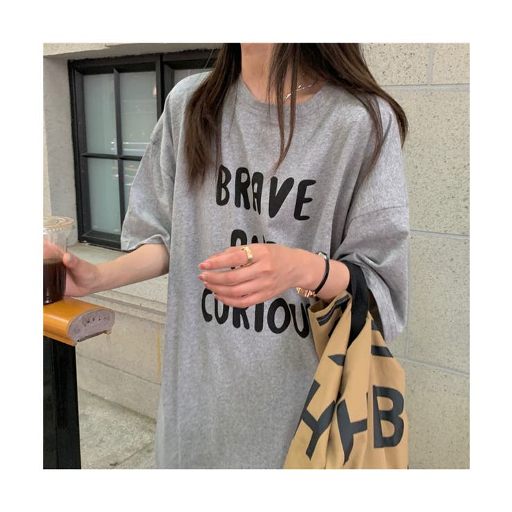 1枚でラフに着られるフロントプリントTシャツワンピース 裾スリット 半袖 | maison de LATIR | 詳細画像7 