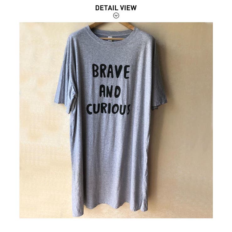 1枚でラフに着られるフロントプリントTシャツワンピース 裾スリット 半袖 | maison de LATIR | 詳細画像9 