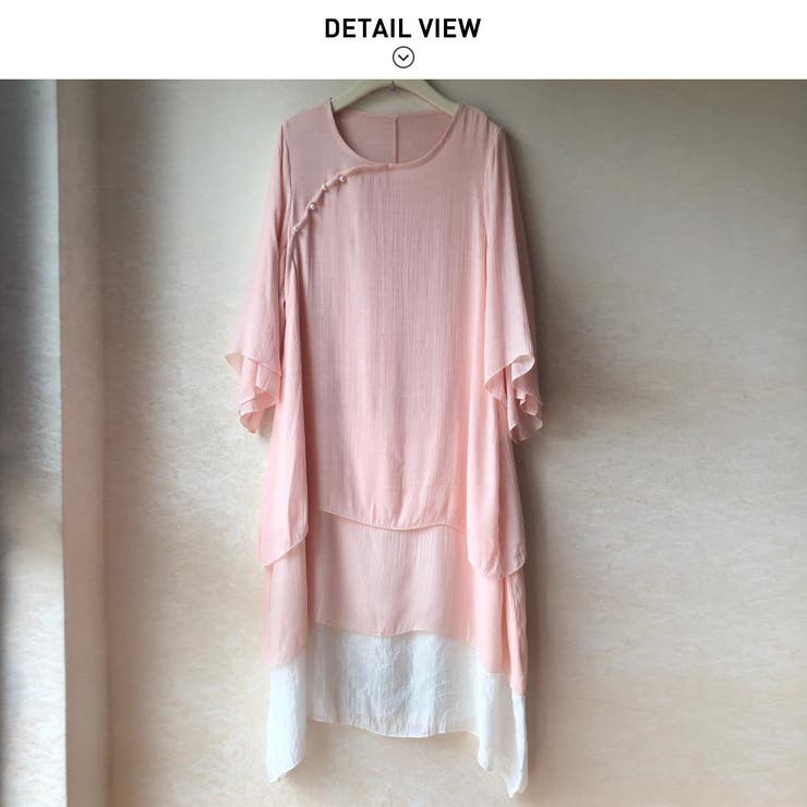 程よいリラックス感のあるレイヤード風シフォンワンピース コットン リネン | maison de LATIR | 詳細画像5 