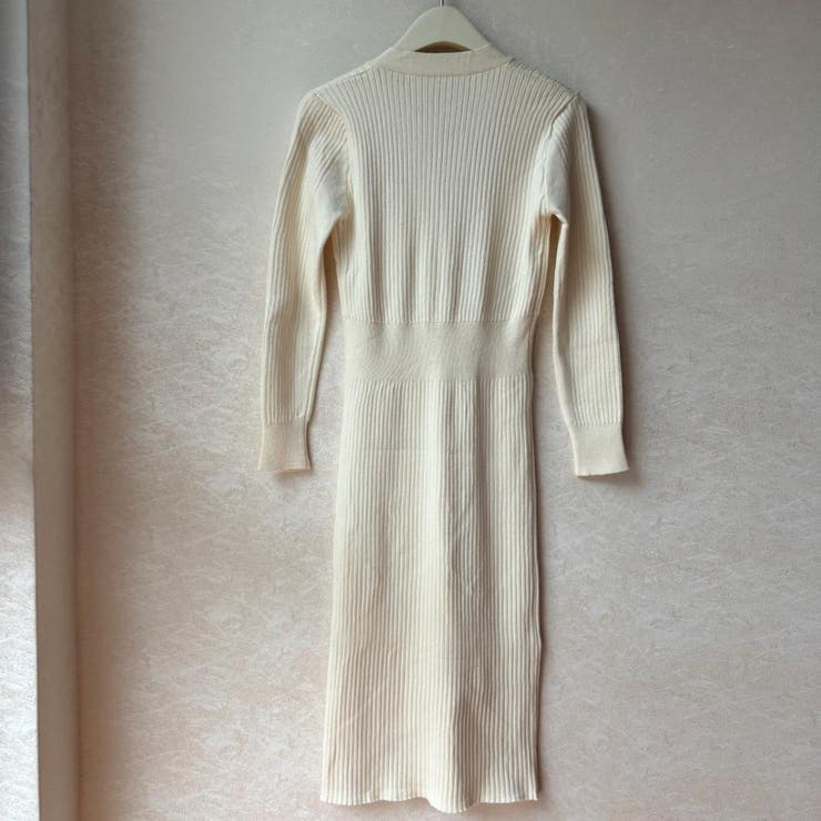 柔らかい風合いで心地よく綺麗にフィットするリブニットワンピース Vネック | maison de LATIR | 詳細画像11 