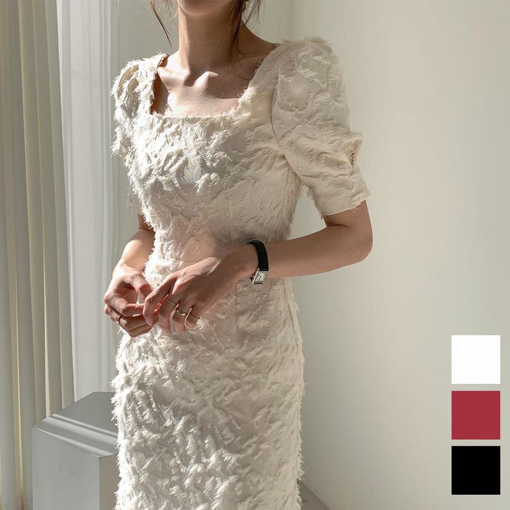 特別なシーンにぴったりなワンピース ミモレ丈 スクエアネック | maison de LATIR | 詳細画像1 