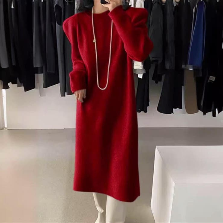 ストレスフリーな着心地のパフスリーブニットワンピース ロングワンピース | maison de LATIR | 詳細画像4 