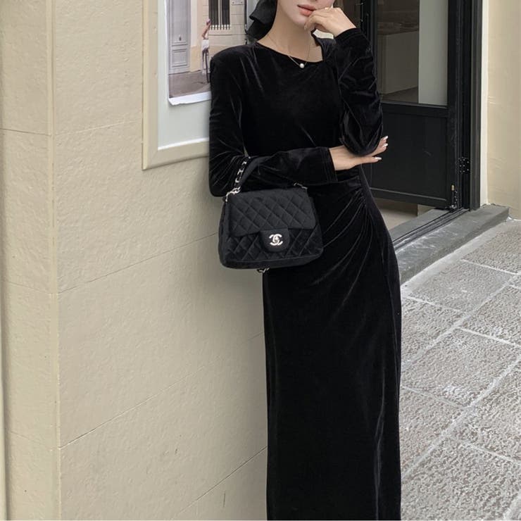 大人の上品さ引き立つベロアロングワンピース オフィス オフィスカジュアル | maison de LATIR | 詳細画像6 