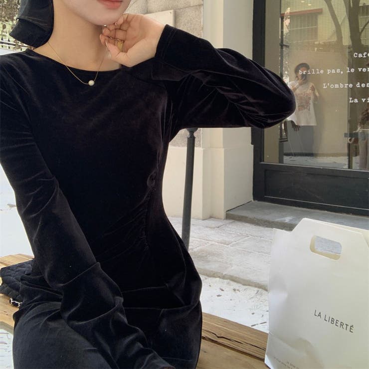 大人の上品さ引き立つベロアロングワンピース オフィス オフィスカジュアル | maison de LATIR | 詳細画像7 