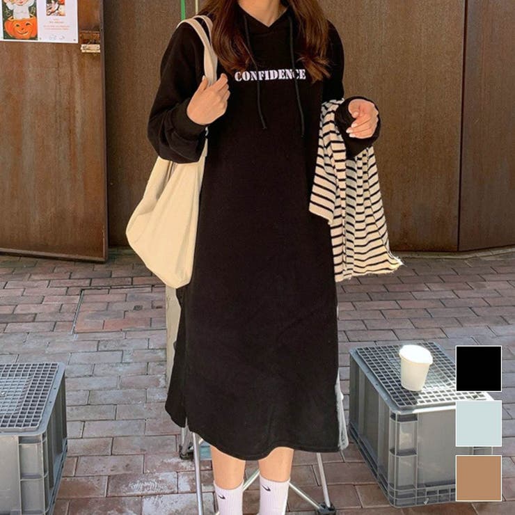 大人カジュアルに仕上げるフード付きトレーナーワンピース カジュアルコーデ | maison de LATIR | 詳細画像1 