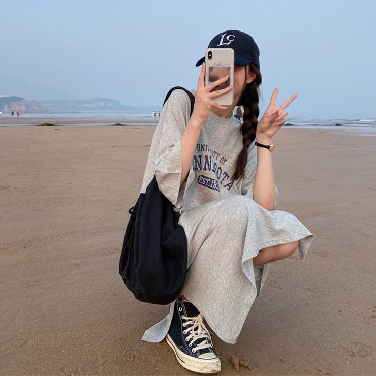 大人カジュアルで春から着こなせるロゴワンピース 膝丈 プリントTシャツ | maison de LATIR | 詳細画像5 