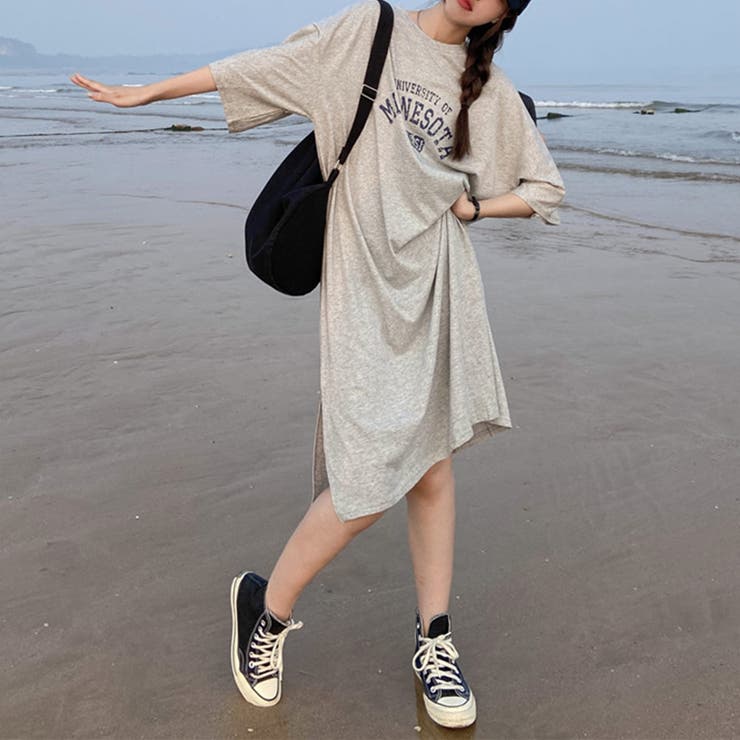 大人カジュアルで春から着こなせるロゴワンピース 膝丈 プリントTシャツ | maison de LATIR | 詳細画像7 