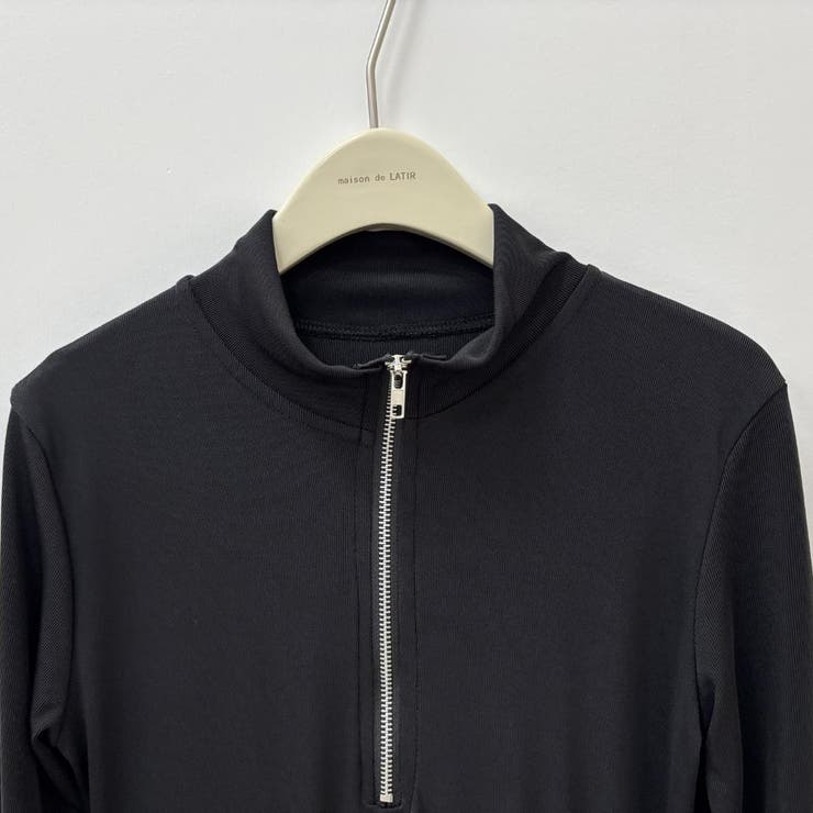 ハーフジップで首元アレンジ可能な長袖ワンピース クルーネック Vネック | maison de LATIR | 詳細画像12 