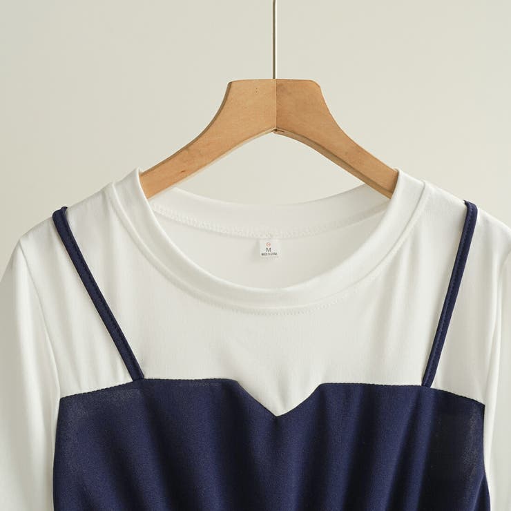 一枚で完成、今っぽレイヤードバイカラーワンピース 配色ティアード レイヤード | maison de LATIR | 詳細画像2 