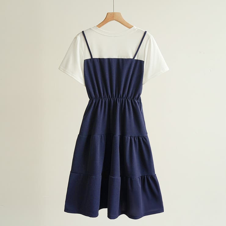 一枚で完成、今っぽレイヤードバイカラーワンピース 配色ティアード レイヤード | maison de LATIR | 詳細画像4 