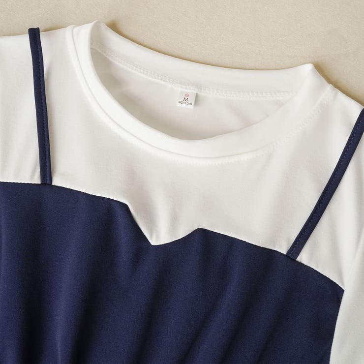 一枚で完成、今っぽレイヤードバイカラーワンピース 配色ティアード レイヤード | maison de LATIR | 詳細画像6 