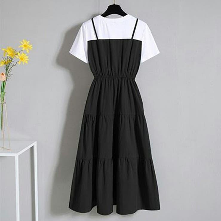 一枚で完成、今っぽレイヤードバイカラーワンピース 配色ティアード レイヤード | maison de LATIR | 詳細画像11 