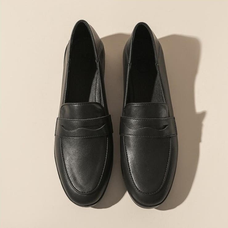 ブラック | 「きちんと感も、抜け感も。毎日を軽やかにするミニマルローファー」本革ベーシックロ… | maison de LATIR