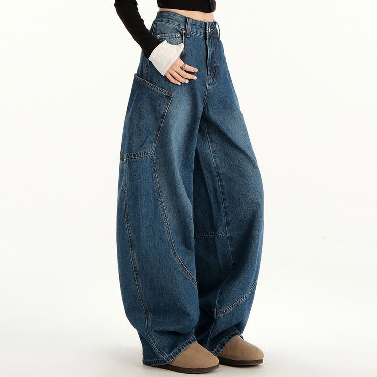 インディゴ | すっきり美脚見えフルレングスパンツ バナナパンツ デザイン | maison de LATIR