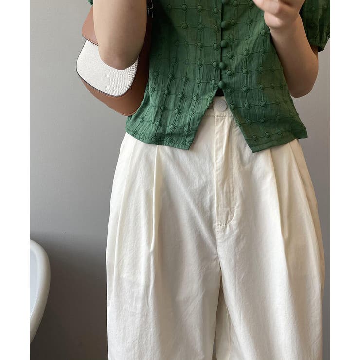 八分丈がポイントのバナナパンツクロップドパンツハイウエスト華奢見え夏夏秋お洒落かわいい