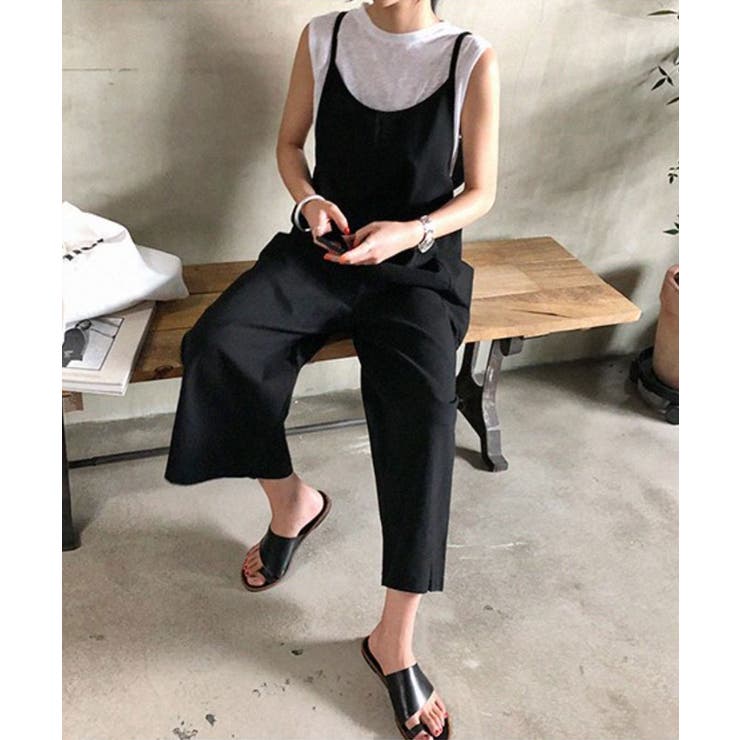 トレンド感のある大人なオールインワンワイドサロペット カジュアル 韓国 | maison de LATIR | 詳細画像3 