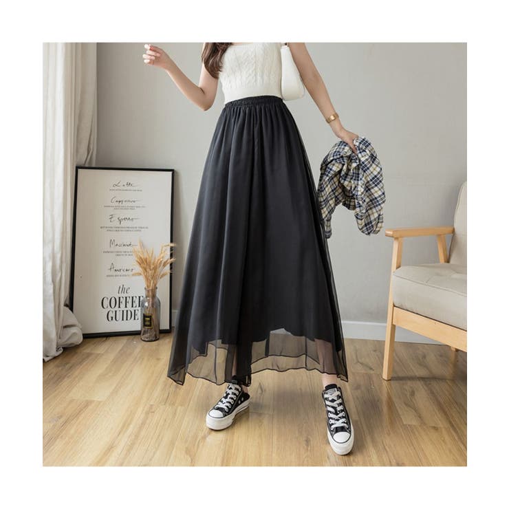 動くたびにヒラッと揺れる大人なシフォンフレアパンツ 女性らしい ロング丈 | maison de LATIR | 詳細画像2 