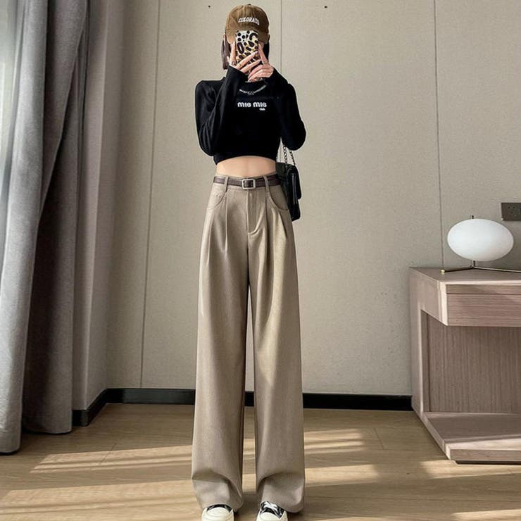 脚長効果が嬉しい美シルエットなハイウエストワイドパンツ 美脚 脚長 | maison de LATIR | 詳細画像6 