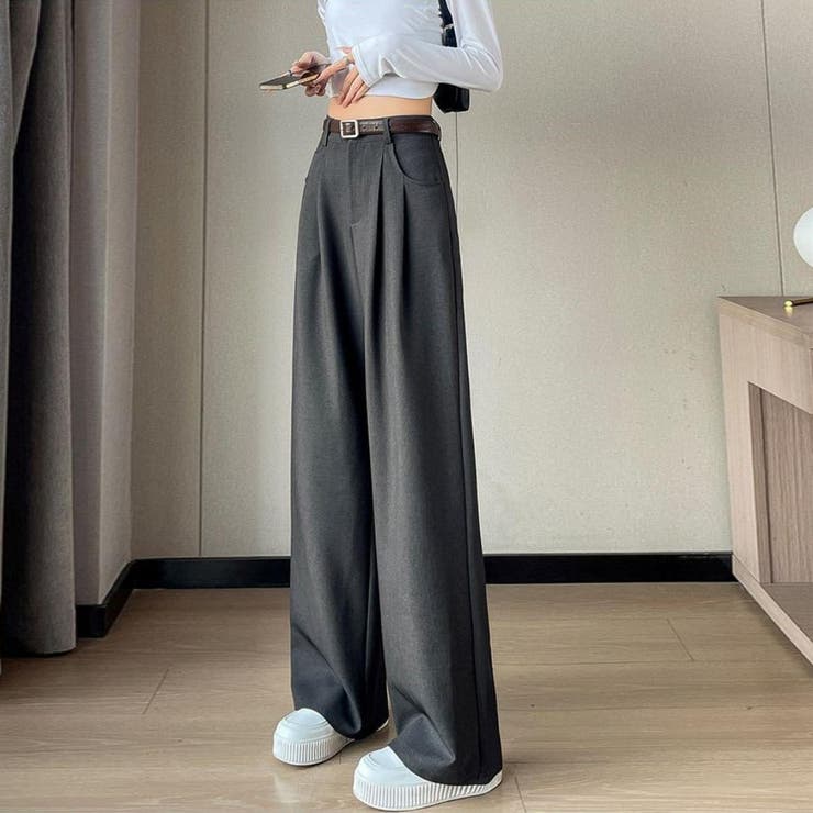 脚長効果が嬉しい美シルエットなハイウエストワイドパンツ 美脚 脚長 | maison de LATIR | 詳細画像7 