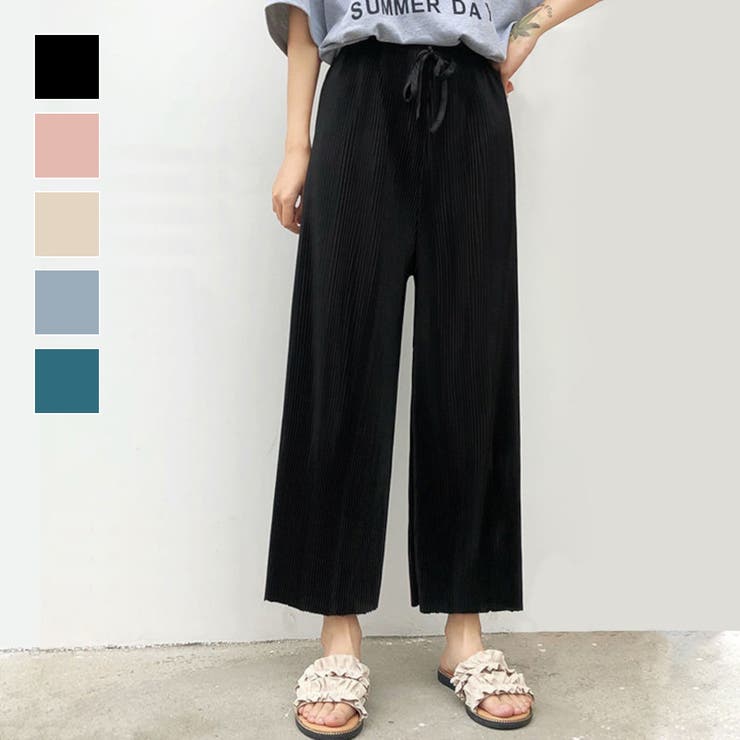 履くだけで涼しい高見えプリーツパンツ プリーツ ウエストゴム | maison de LATIR | 詳細画像1 