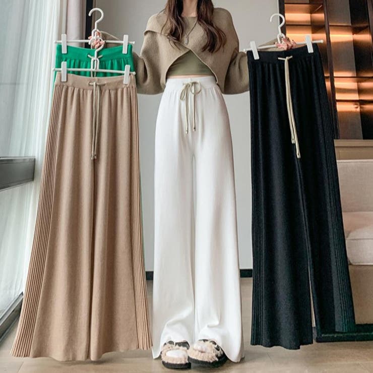 ゆるっとニットワイドパンツ ワイドパンツ ニット[品番