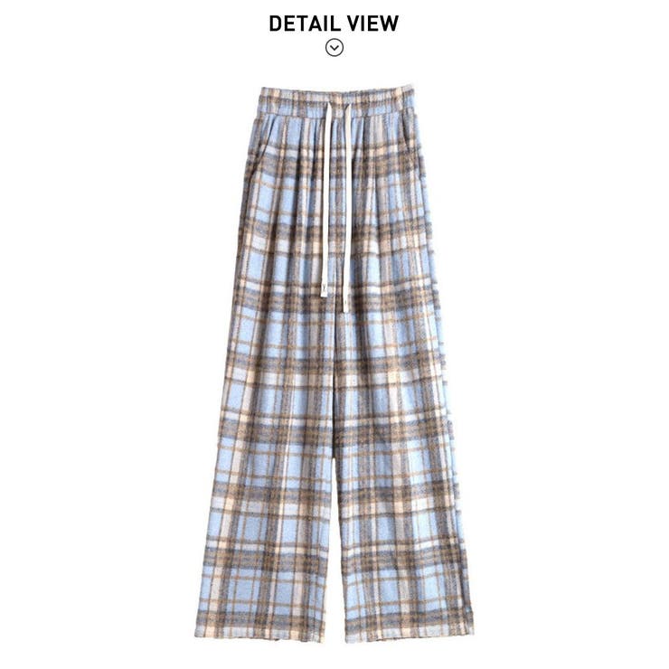 程よい厚みで柔らかく包み込まれるような着心地のチェック柄ワイドパンツ ウェストゴ… | maison de LATIR | 詳細画像11 