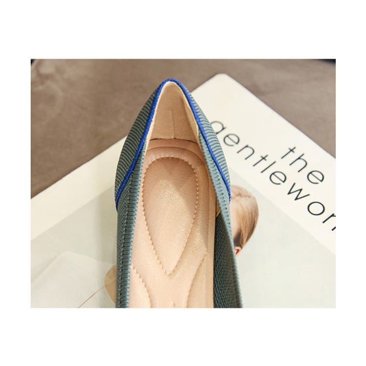 カラーステッチが可愛いウーブンミッドヒールパンプス ポインテッドトゥ 太いヒール | maison de LATIR | 詳細画像14 